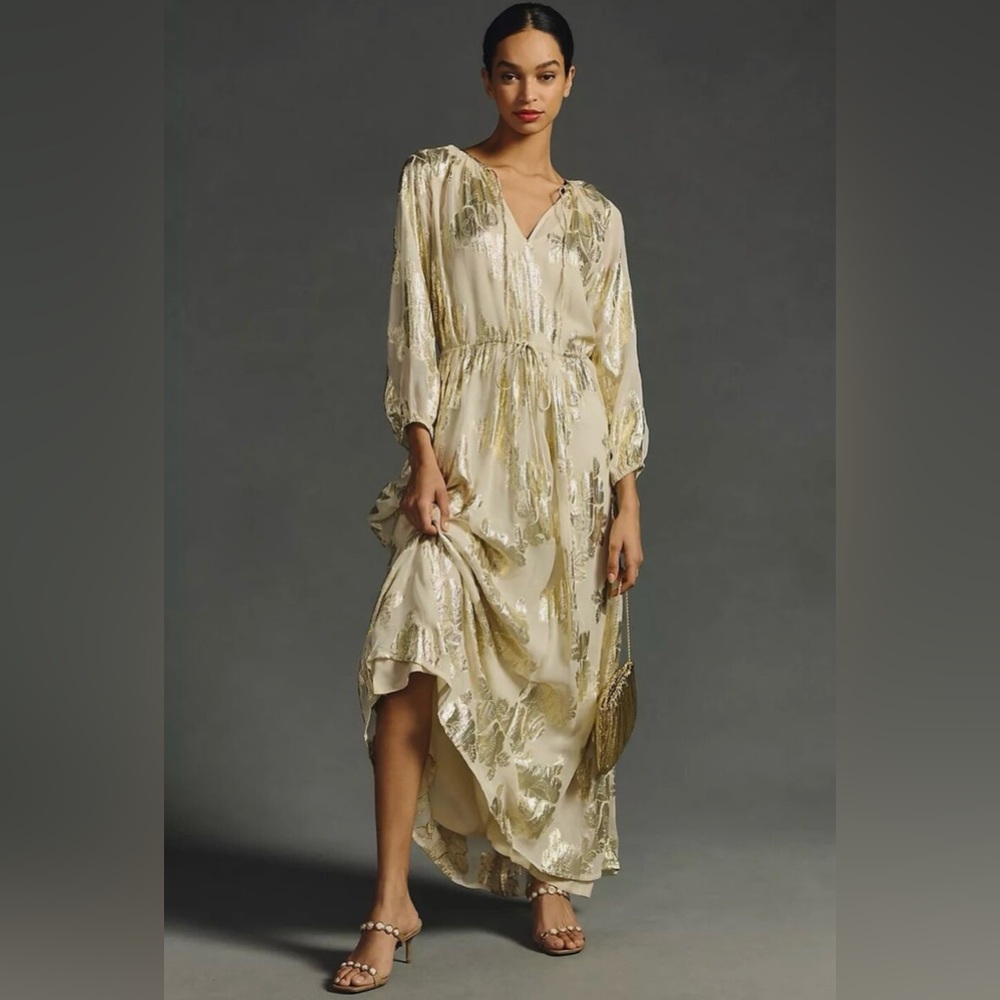 Anthropologie Shruti Sancheti tie neck maxi dress